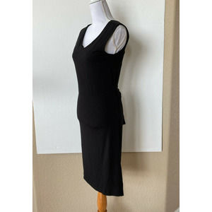 Sleeveless Waist Tie Midi Dress Black Knit S Small Zenana Outfitters